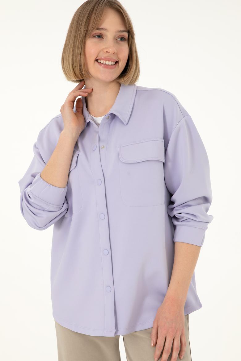 Kadın Lila Örme Gömlek - 50292455006