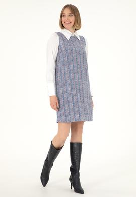 Kadın Mavi Dokuma Elbise - 50290360025