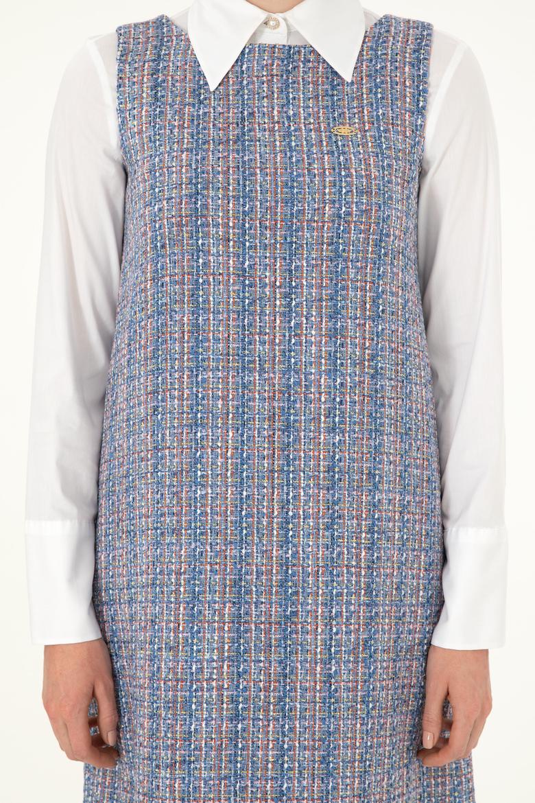 Kadın Mavi Dokuma Elbise - 50290360025