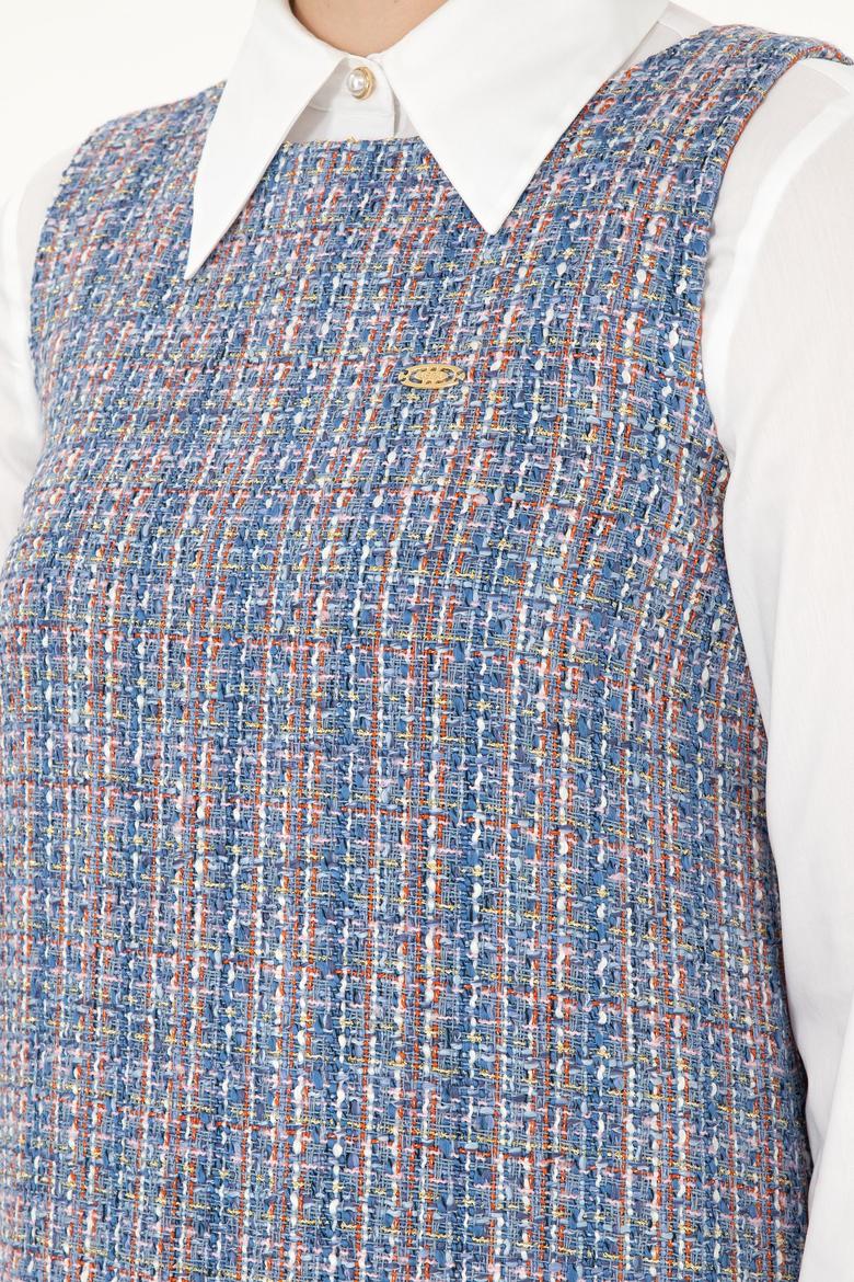 Kadın Mavi Dokuma Elbise - 50290360025