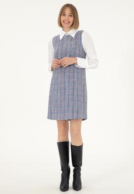 Kadın Mavi Dokuma Elbise - 50290360025