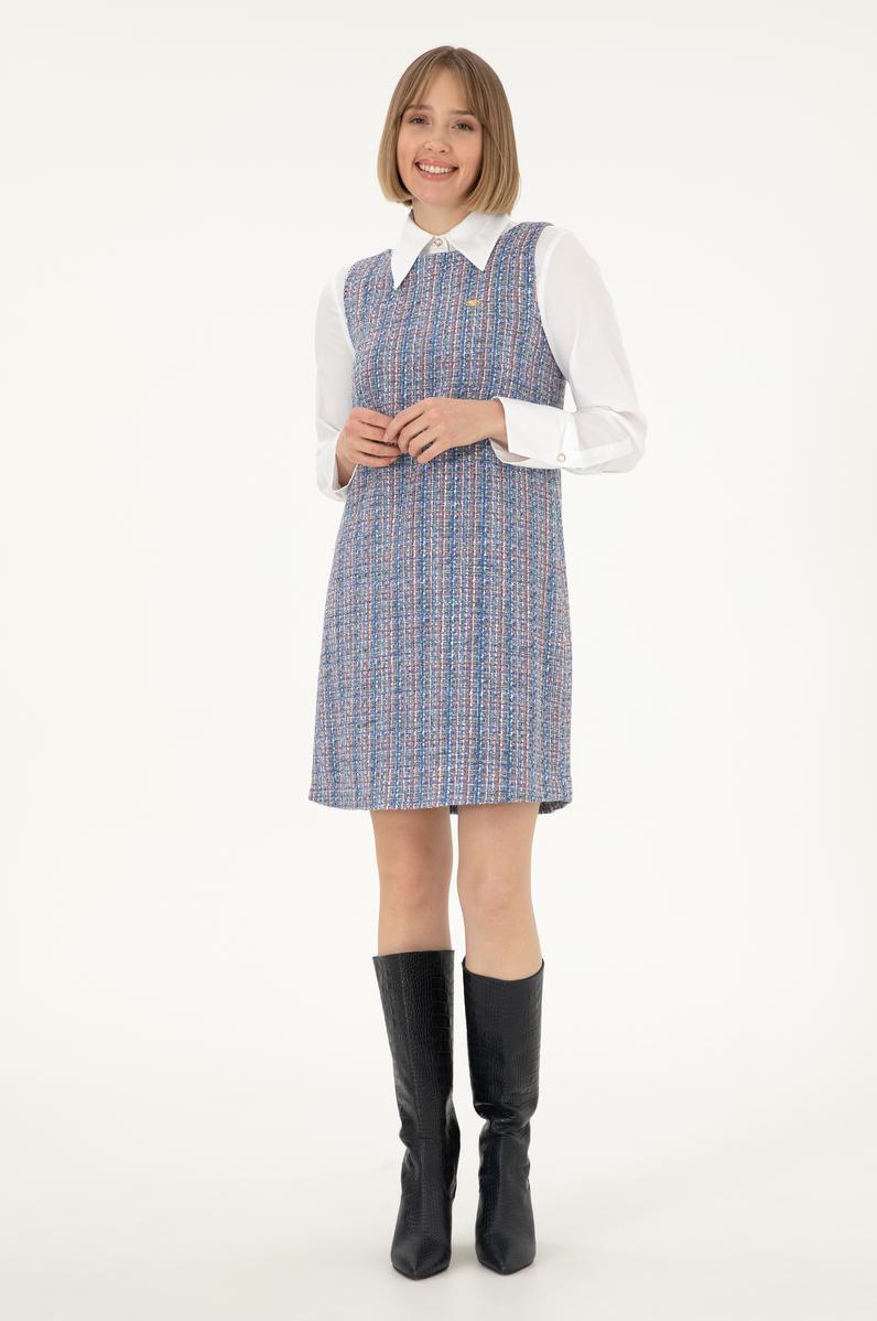 Kadın Mavi Dokuma Elbise