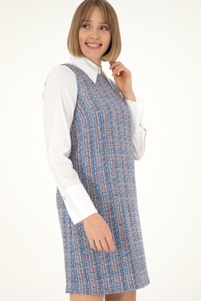 Kadın Mavi Dokuma Elbise - 50290360025