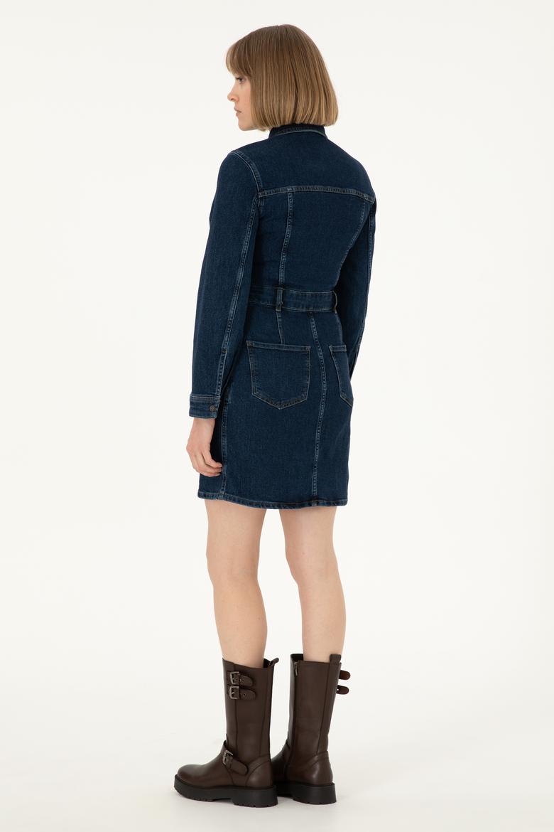Kadın Mavi Mini Boy Jean Elbise - 50293293002