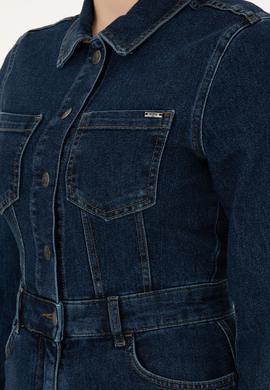 Kadın Mavi Mini Boy Jean Elbise - 50293293002