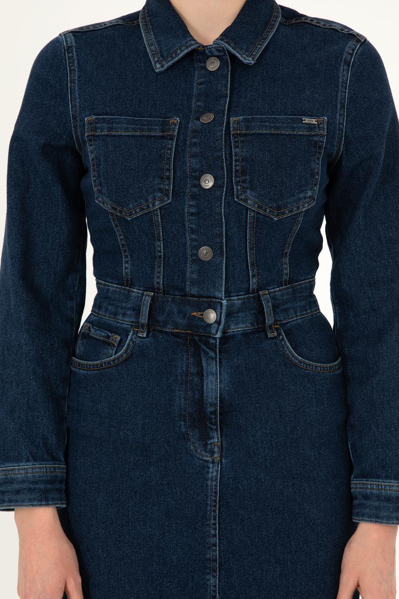 Kadın Mavi Mini Boy Jean Elbise - 50293293002
