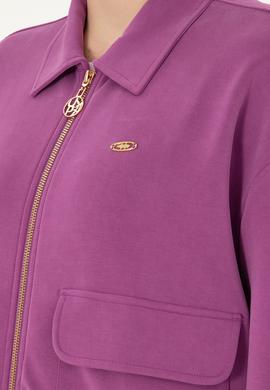 Kadın Menekşe Modal Karışımlı Fermuarlı Polo Yaka Sweatshirt - 50292358024