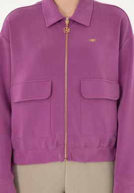 Kadın Menekşe Modal Karışımlı Fermuarlı Polo Yaka Sweatshirt - 50292358024