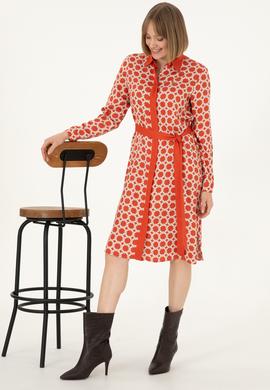 Kadın Kiremit Midi Boy Dokuma Elbise - 50297366035