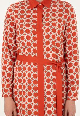 Kadın Kiremit Midi Boy Dokuma Elbise - 50297366035