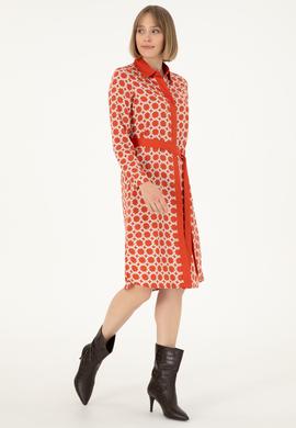 Kadın Kiremit Midi Boy Dokuma Elbise - 50297366035