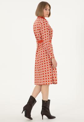 Kadın Kiremit Midi Boy Dokuma Elbise - 50297366035