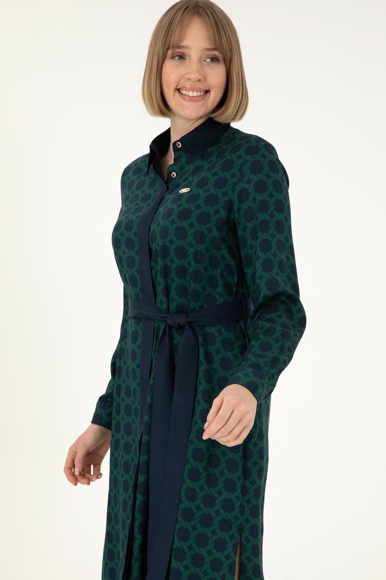 Kadın İndigo Dokuma Elbise - 50297366022