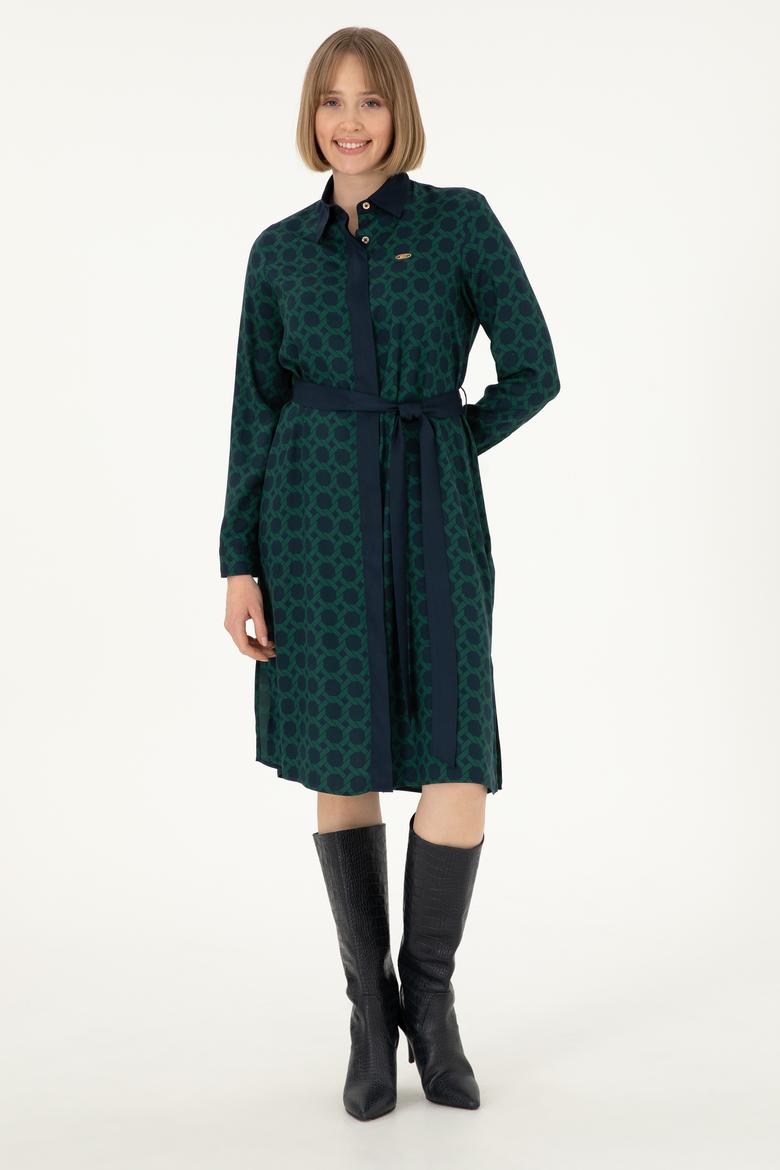 Kadın İndigo Dokuma Elbise - 50297366022