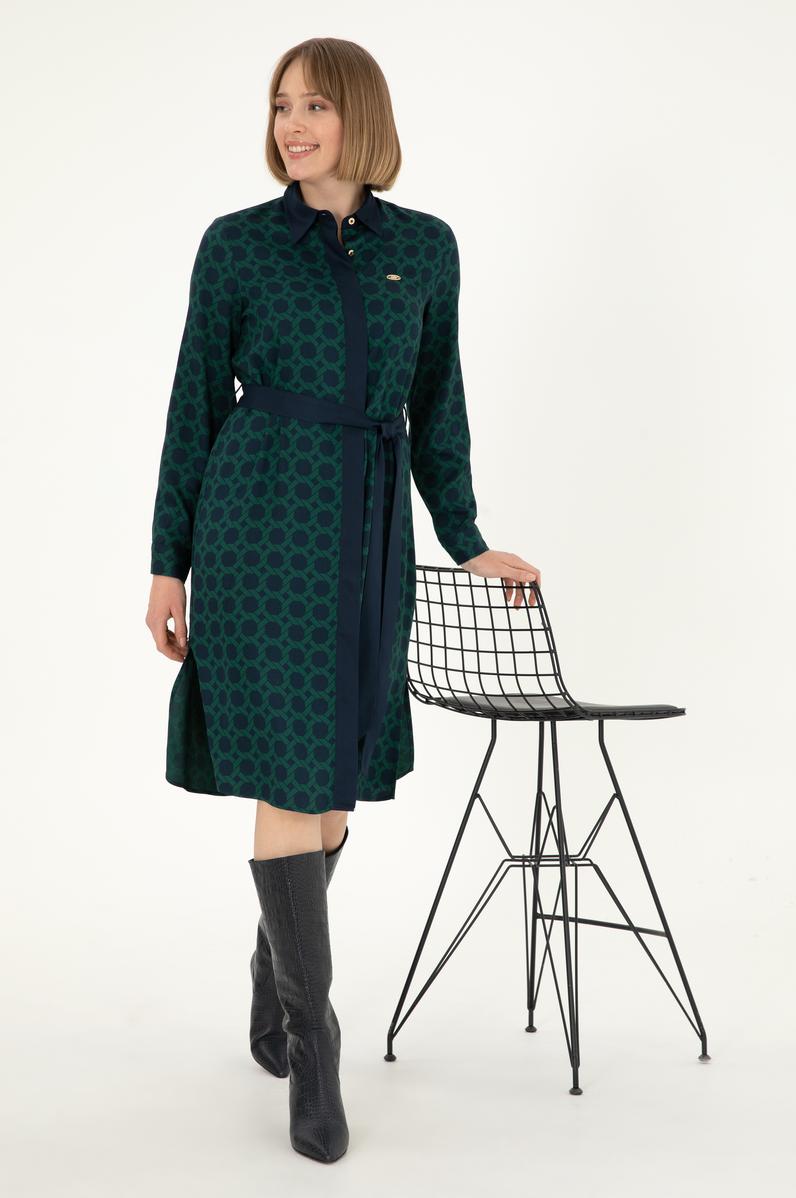 Kadın İndigo Dokuma Elbise