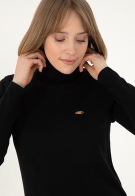 Kadın Siyah Balıkçı Yaka Kazak - 50297080012