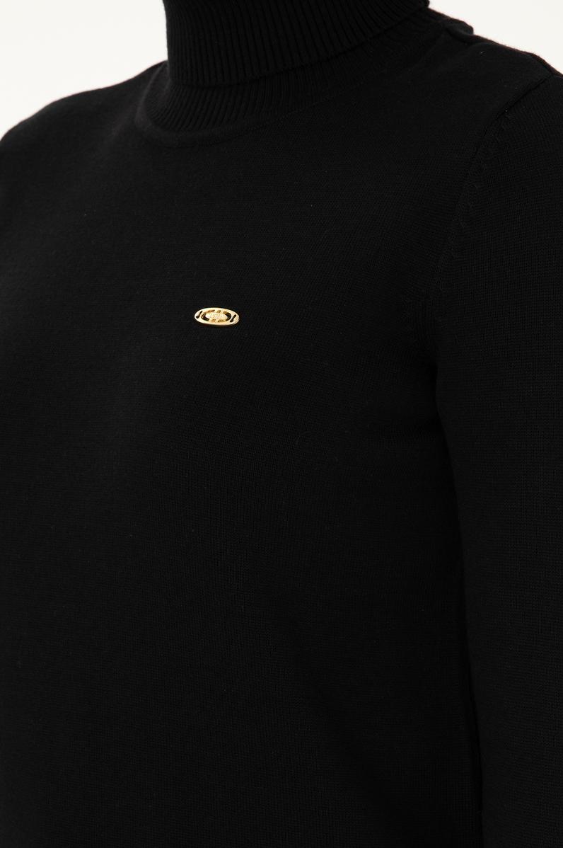 Kadın Siyah Balıkçı Yaka Kazak