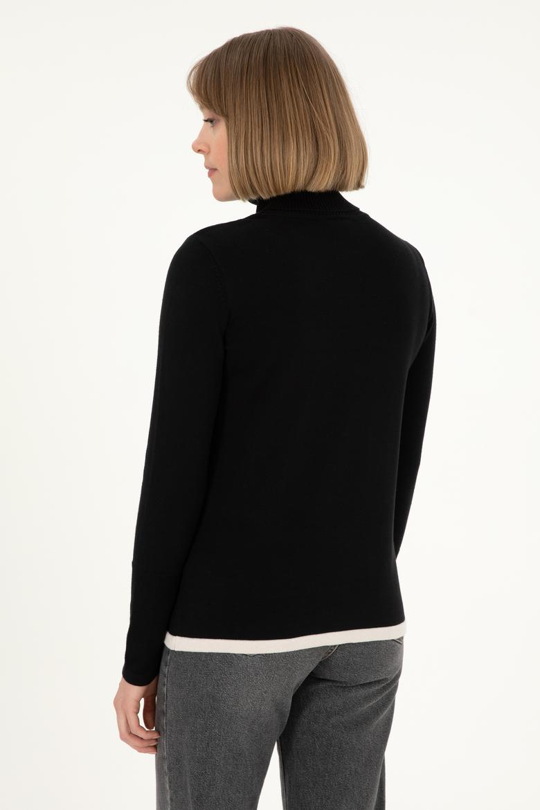 Kadın Siyah Balıkçı Yaka Kazak - 50297080012