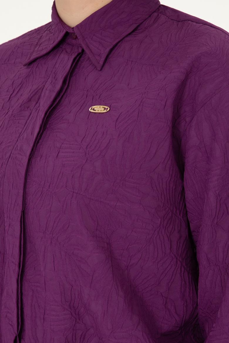 Kadın Menekşe Uzun Kollu Gömlek - 50290000015