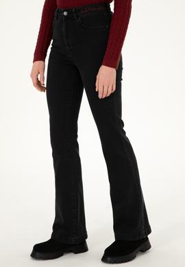 Kadın Siyah Slim Flare Fit Jean Pantolon - 50290901011