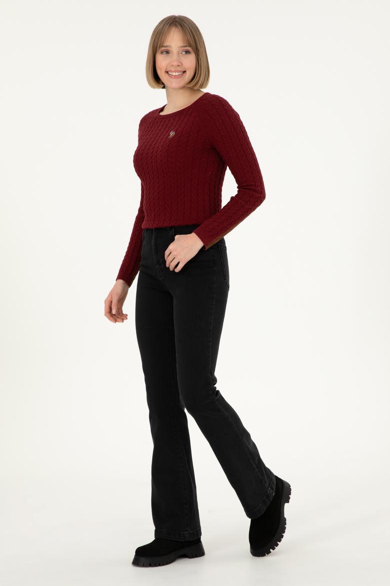 Kadın Siyah Slim Flare Fit Jean Pantolon