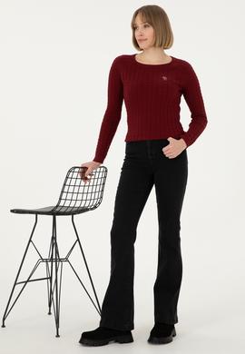 Kadın Siyah Slim Flare Fit Jean Pantolon - 50290901011