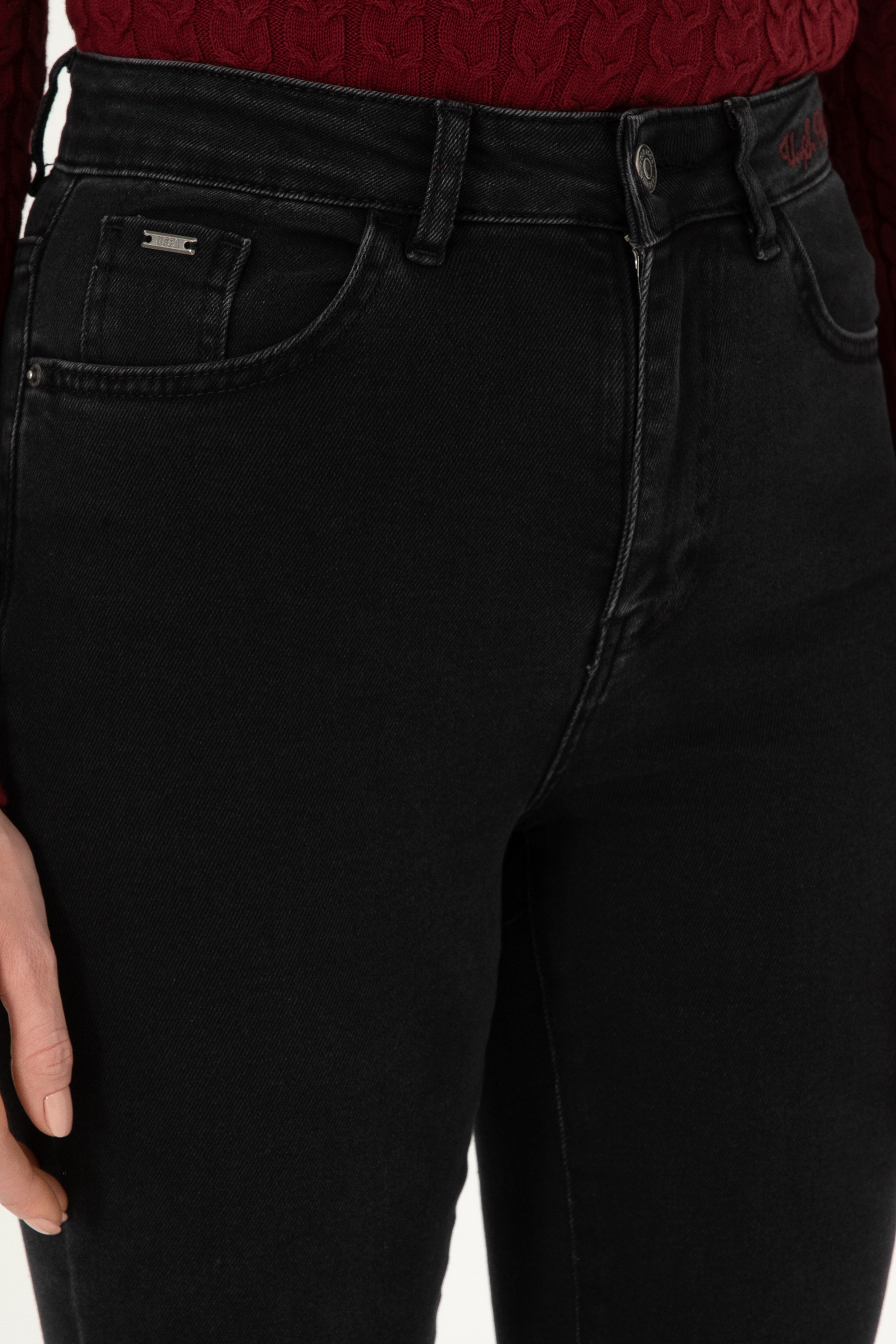 Kadın Siyah Slim Flare Fit Jean Pantolon - Image 5
