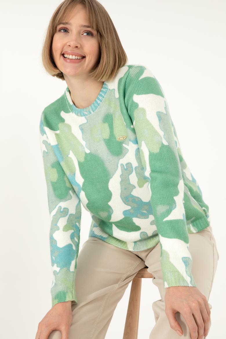 Kadın Mint Bisiklet Yaka Kazak