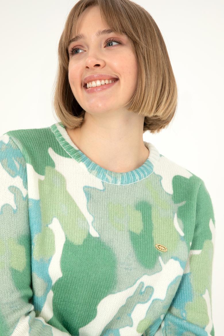 Kadın Mint Bisiklet Yaka Kazak - 50293091018