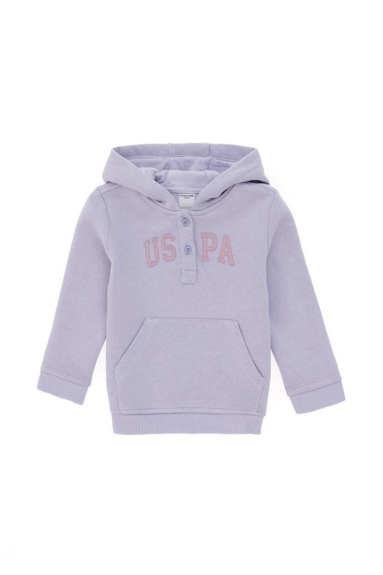 Kız ÇoBebek Lila Kapüşonlu Şardonlu Basic Sweatshirt