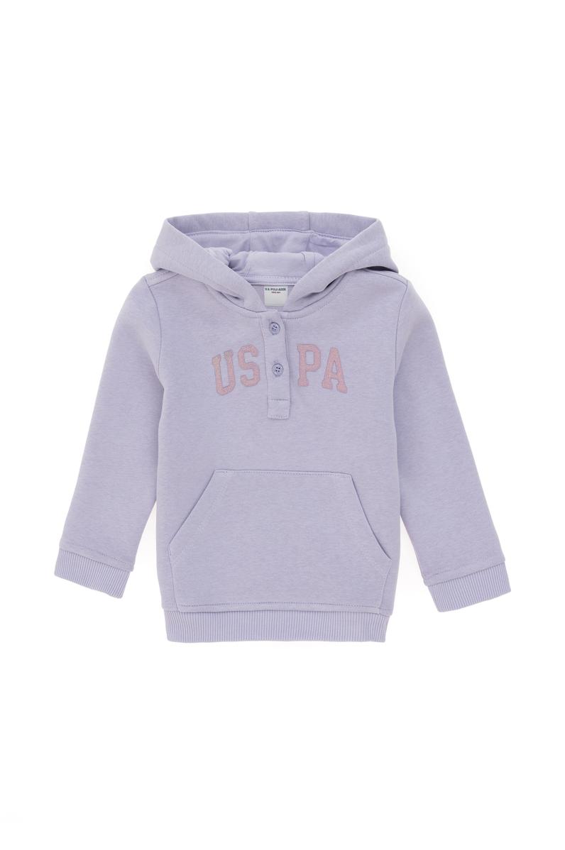 Kız ÇoBebek Lila Kapüşonlu Şardonlu Basic Sweatshirt
