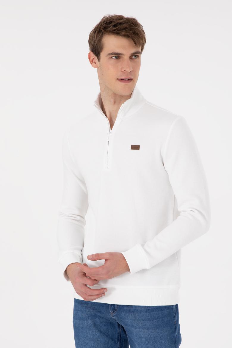 Erkek Ekru Basic Sweatshirt