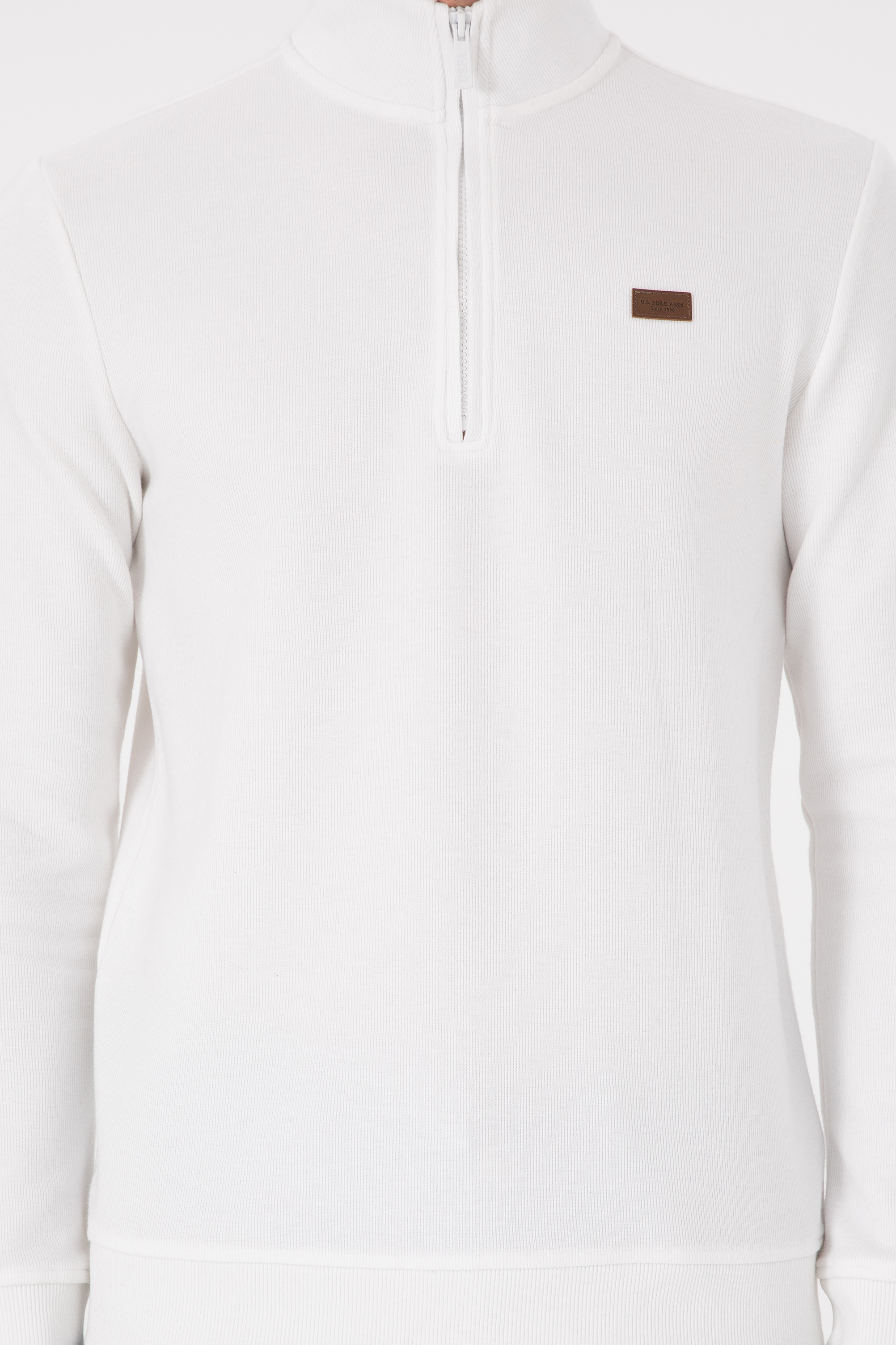 Erkek Ekru Basic Sweatshirt - Image 6