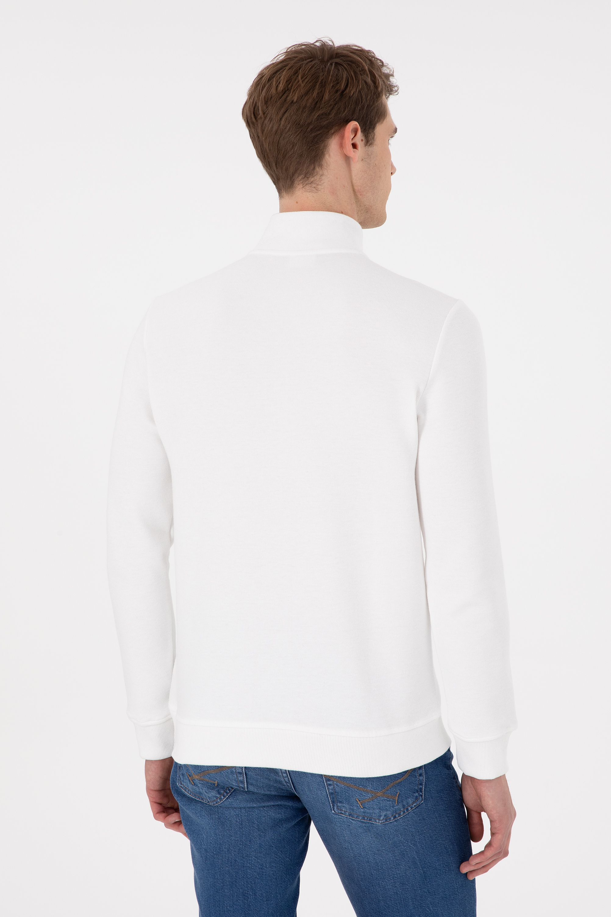 Erkek Ekru Basic Sweatshirt - Image 5
