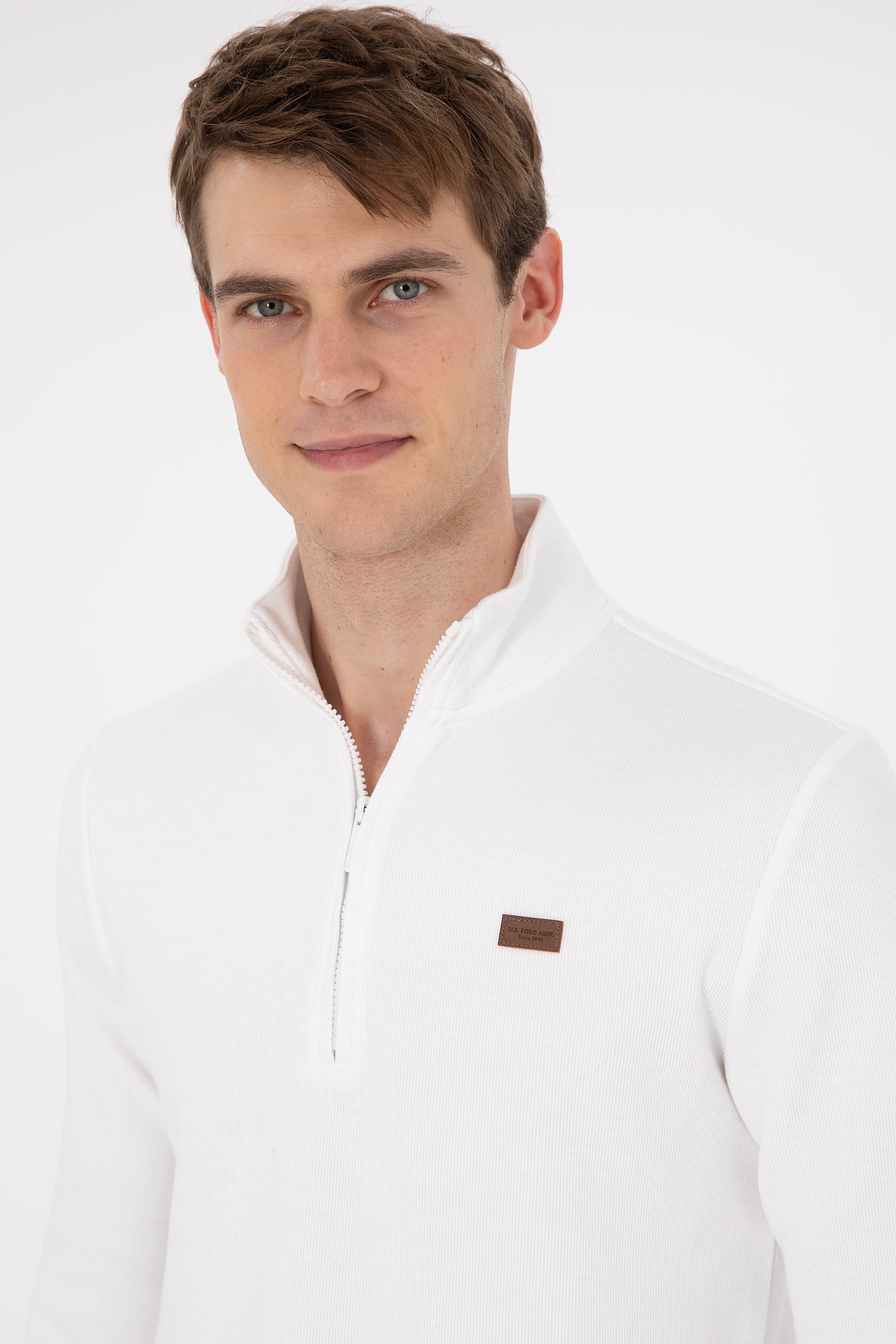 Erkek Ekru Basic Sweatshirt - Image 2