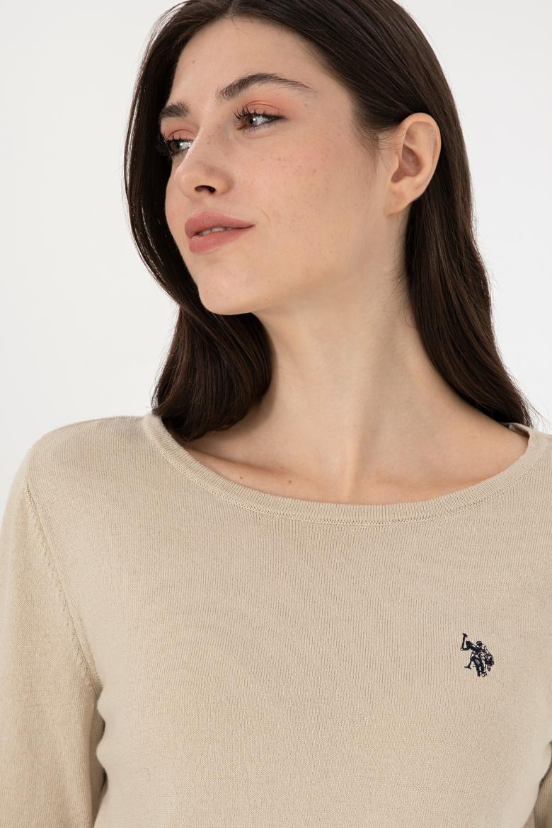 Kadın Taş Melanj Bisiklet Yaka Kazak - 50297133022