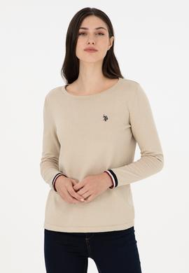 Kadın Taş Melanj Bisiklet Yaka Kazak - 50297133022