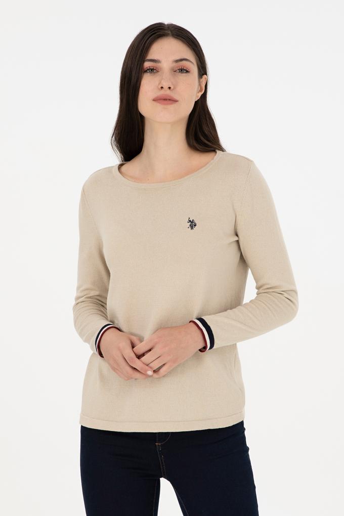 Kadın Taş Melanj Bisiklet Yaka Kazak