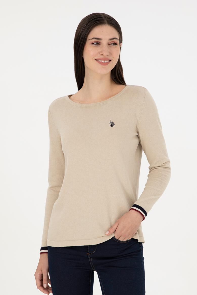 Kadın Taş Melanj Bisiklet Yaka Kazak - 50297133022