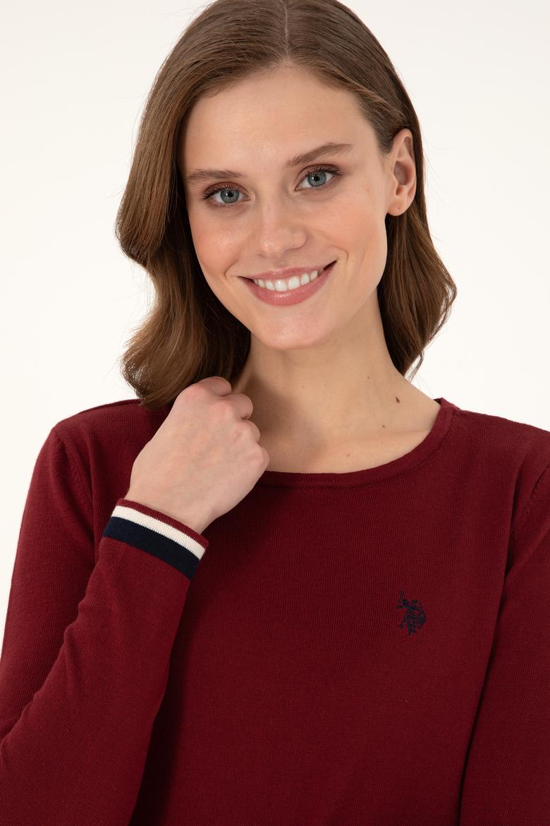 Kadın Bordo Bisiklet Yaka Kazak - 50297133012