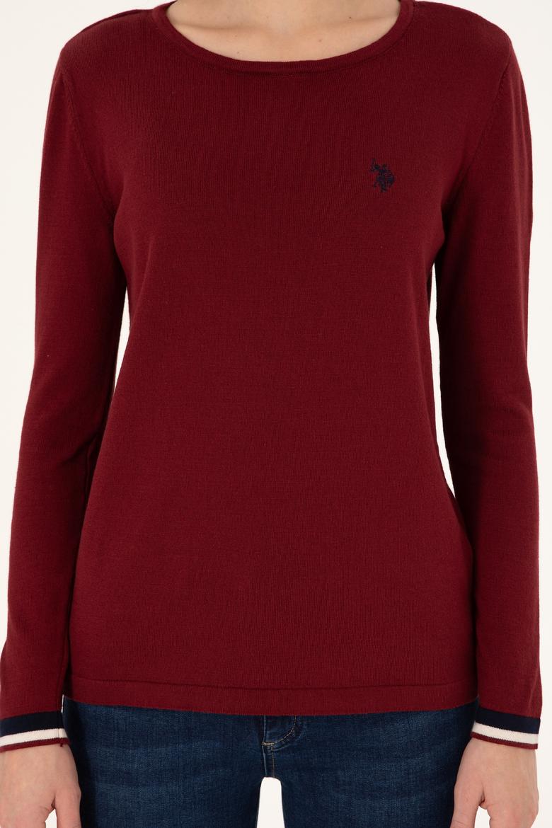 Kadın Bordo Bisiklet Yaka Kazak - 50297133012