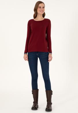 Kadın Bordo Bisiklet Yaka Kazak - 50297133012