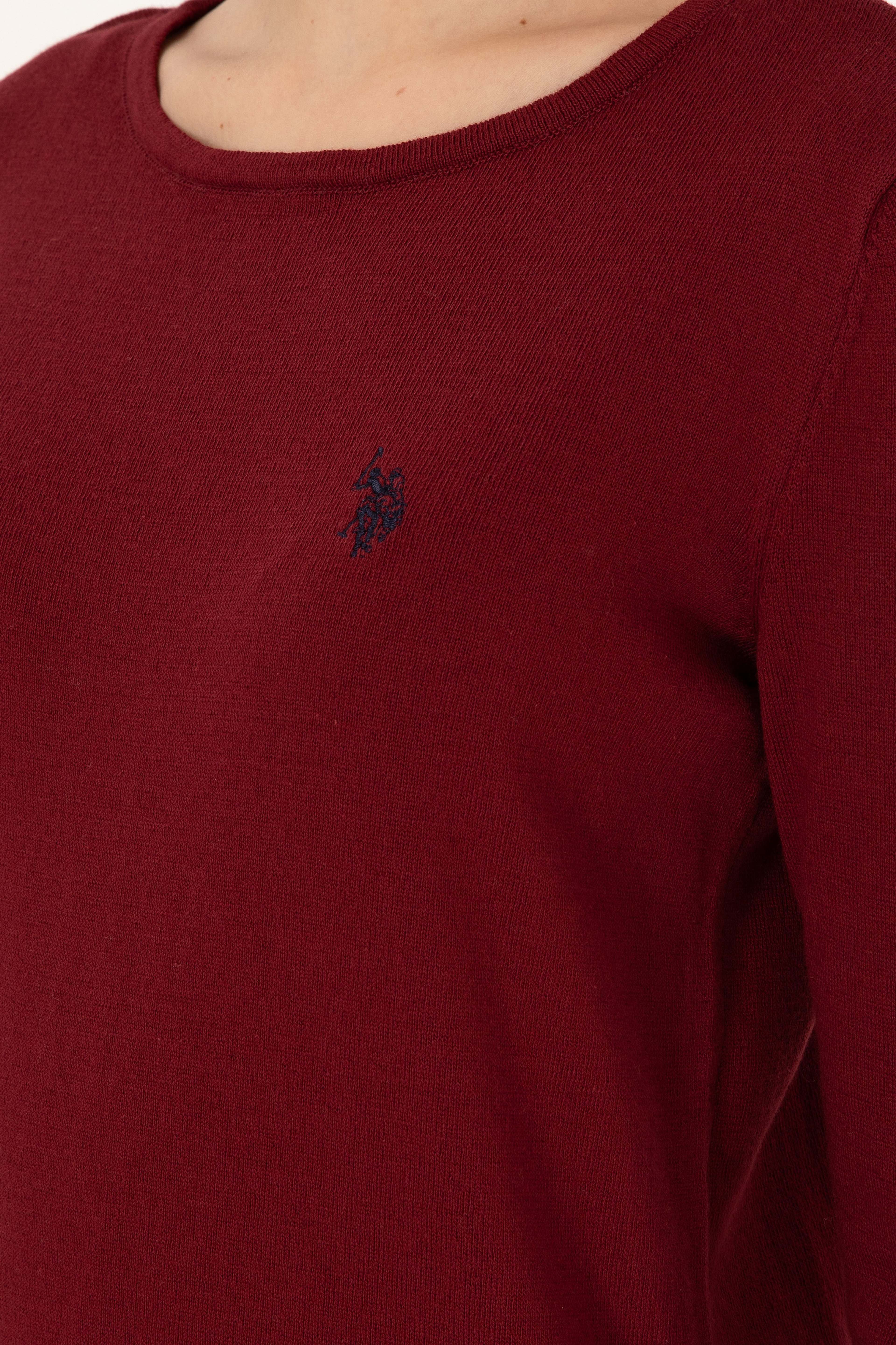 Kadın Bordo Bisiklet Yaka Kazak - Image 7