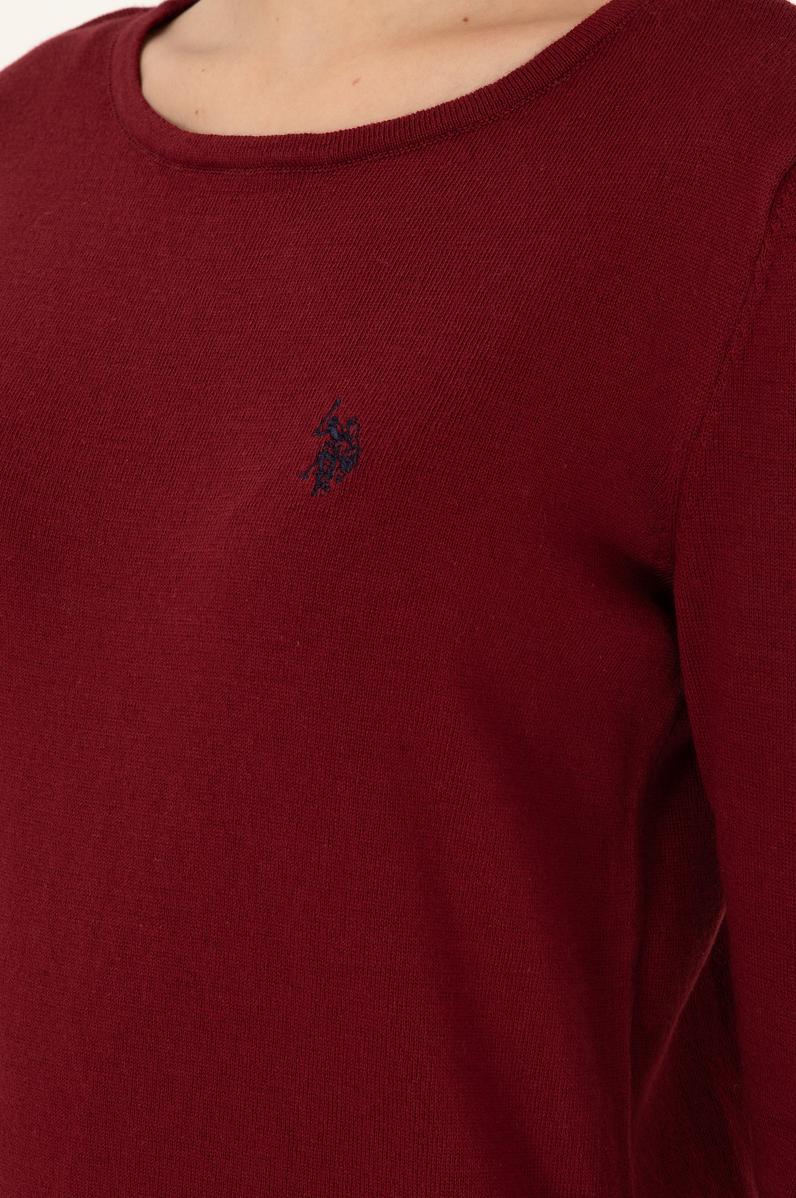 Kadın Bordo Bisiklet Yaka Kazak