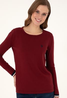 Kadın Bordo Bisiklet Yaka Kazak - 50297133012