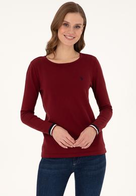 Kadın Bordo Bisiklet Yaka Kazak - 50297133012