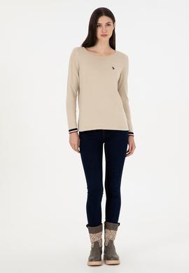 Kadın Taş Melanj Bisiklet Yaka Kazak - 50297133022