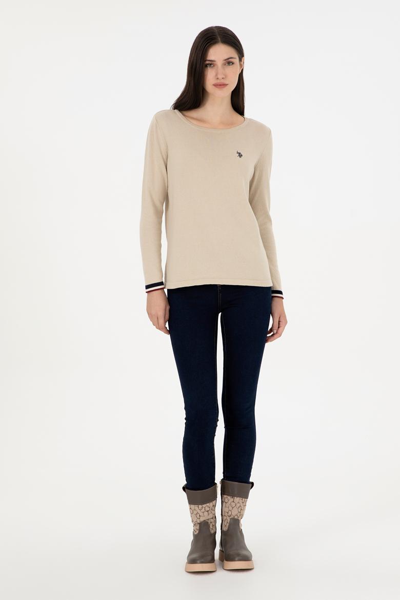 Kadın Taş Melanj Bisiklet Yaka Kazak - 50297133022