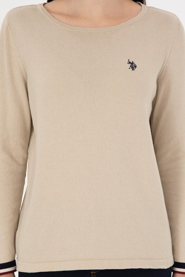 Kadın Taş Melanj Bisiklet Yaka Kazak - 50297133022