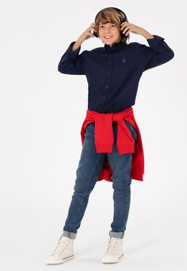 Erkek Çocuk Lacivert Uzun Kollu Basic Gömlek - 50297377038